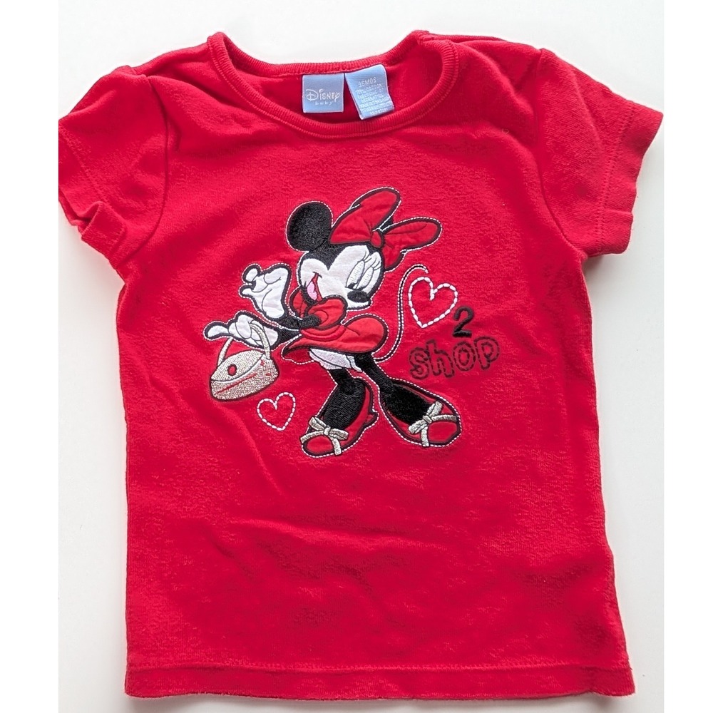 Disney Baby Minnie Mouse Red T Shirt Top Girls 36 Months Applique‎ Y2K